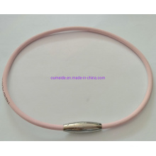 Stainless Steel Leather Jewelry Female Pink Necklace